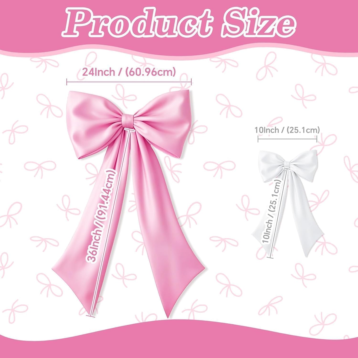 Skiennix Pink & White Bow Decor - 2 Pack for Coquette Room Backdrop | Perfect for Valentine's Day & Weddings