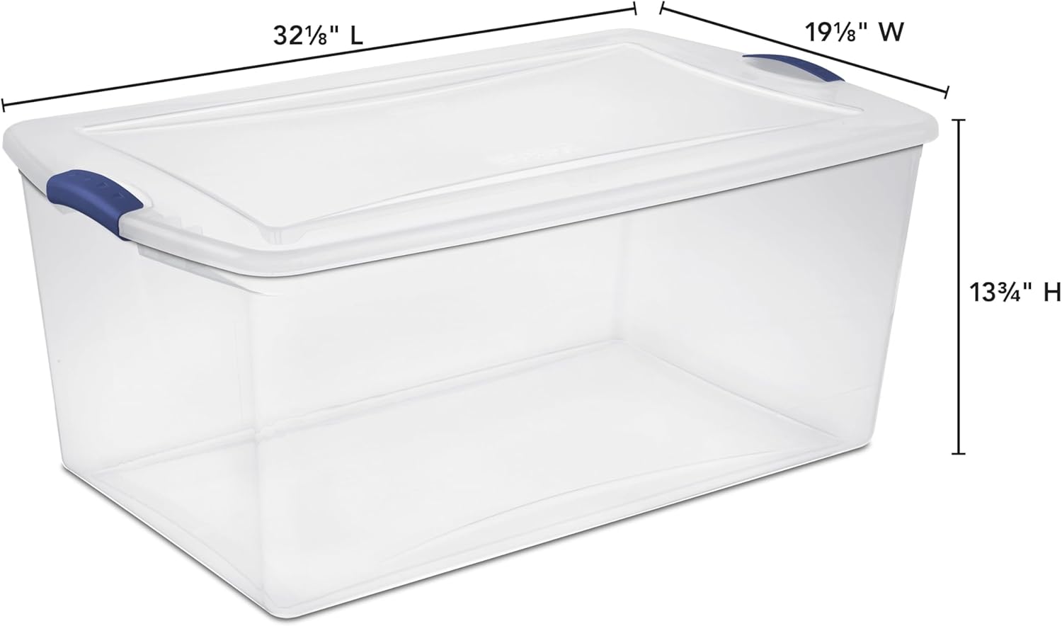Skiennix 105 Qt. Plastic Storage Bin - Durable, Stackable Clear Tote with Blue Buckles | Ideal for Organization
