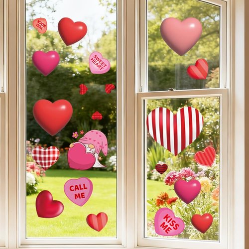 Valentines Day Window Clings for Valentines Decorations, Reusable Static Shamrock Window Clings for St Patricks Day Decorations, Easter Decor for Home, Bathroom and Office