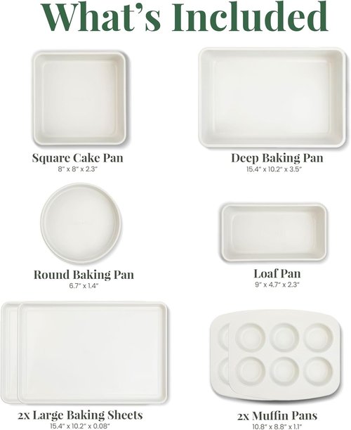 Larder & Vine 8-Piece Bakeware Set - Non-Stick Ceramic Finish | PFAS, PFOA, PTFE & BPA Free | French Gray