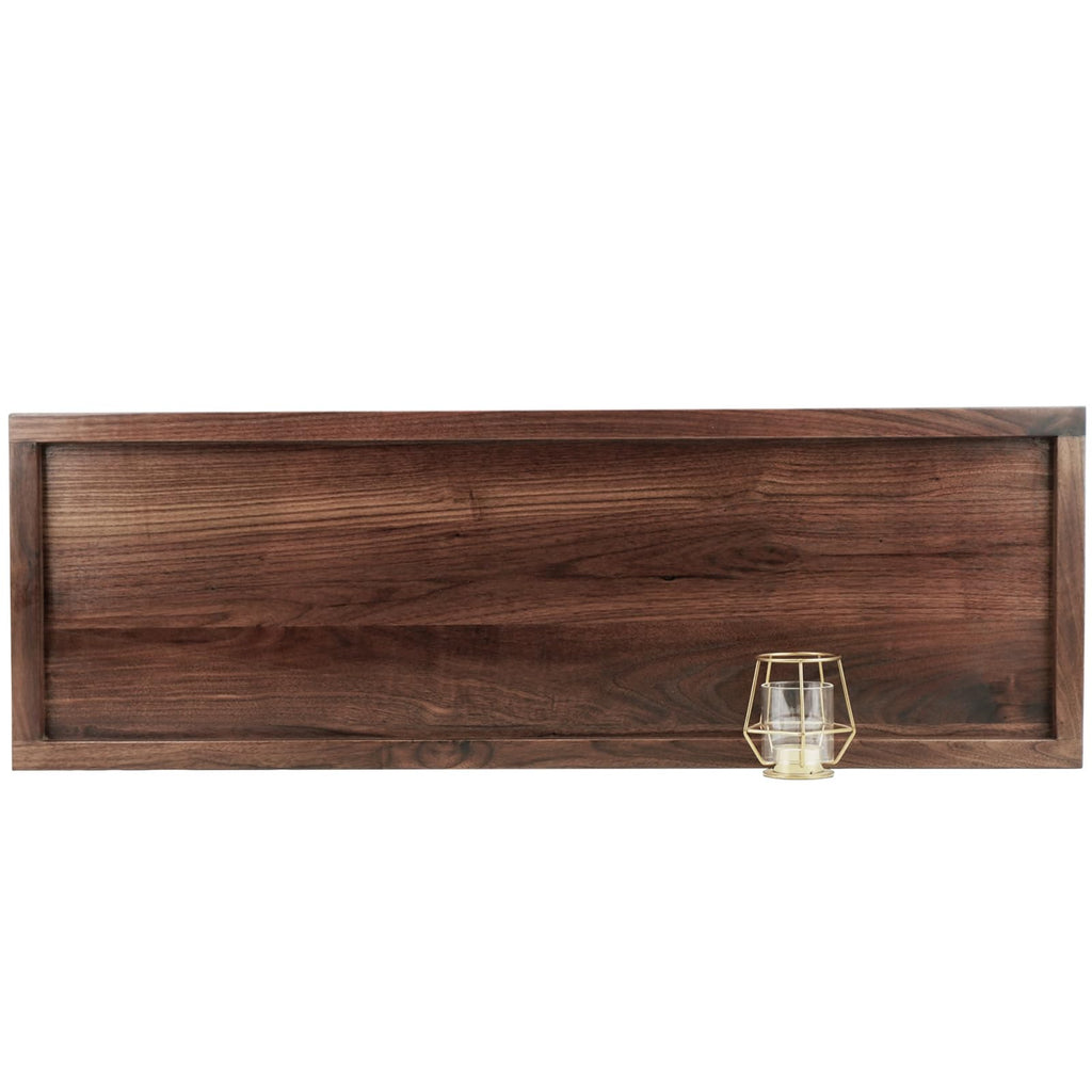 MAGIGO 36 x 12 Inches Large Rectangle Black Walnut Wood Ottoman Tray, Serve Tea, Coffee Classic Wooden Decorative Walnut Serving Tray