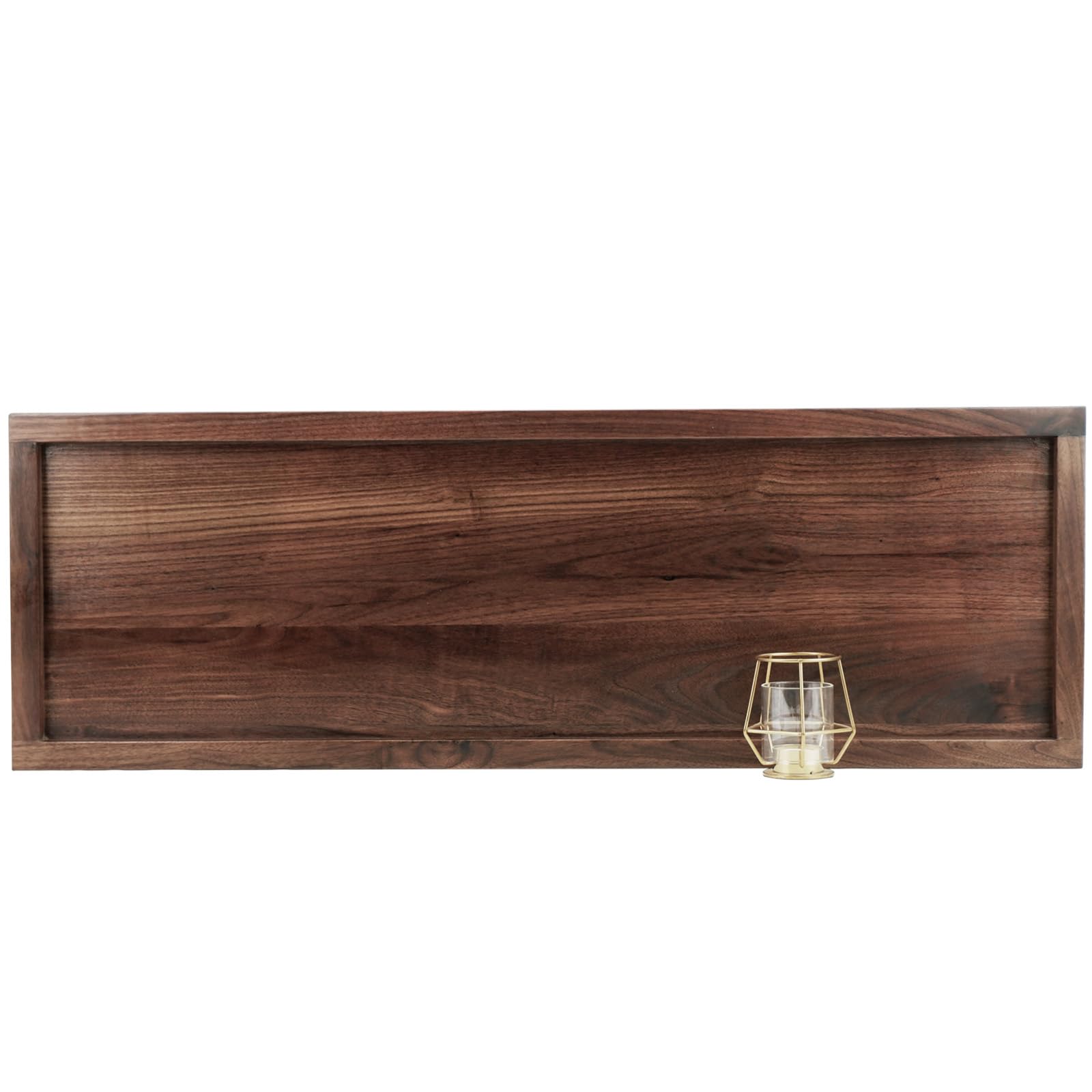 MAGIGO 36 x 12 Inches Large Rectangle Black Walnut Wood Ottoman Tray, Serve Tea, Coffee Classic Wooden Decorative Walnut Serving Tray