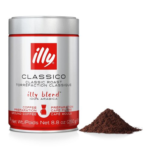 Illy Classico Ground Coffee - Medium Roast With Chocolate & Caramel Notes | 100% Arabica, 8.8 Oz