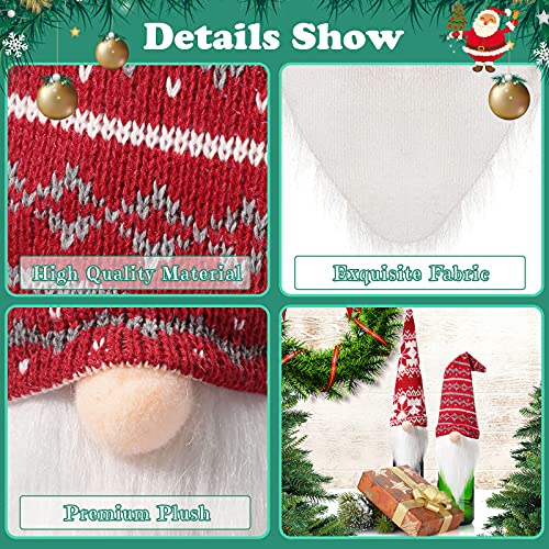 Honeydak 16 Pcs Christmas Gnome Wine Bottle Covers Knit Hat Party Decor