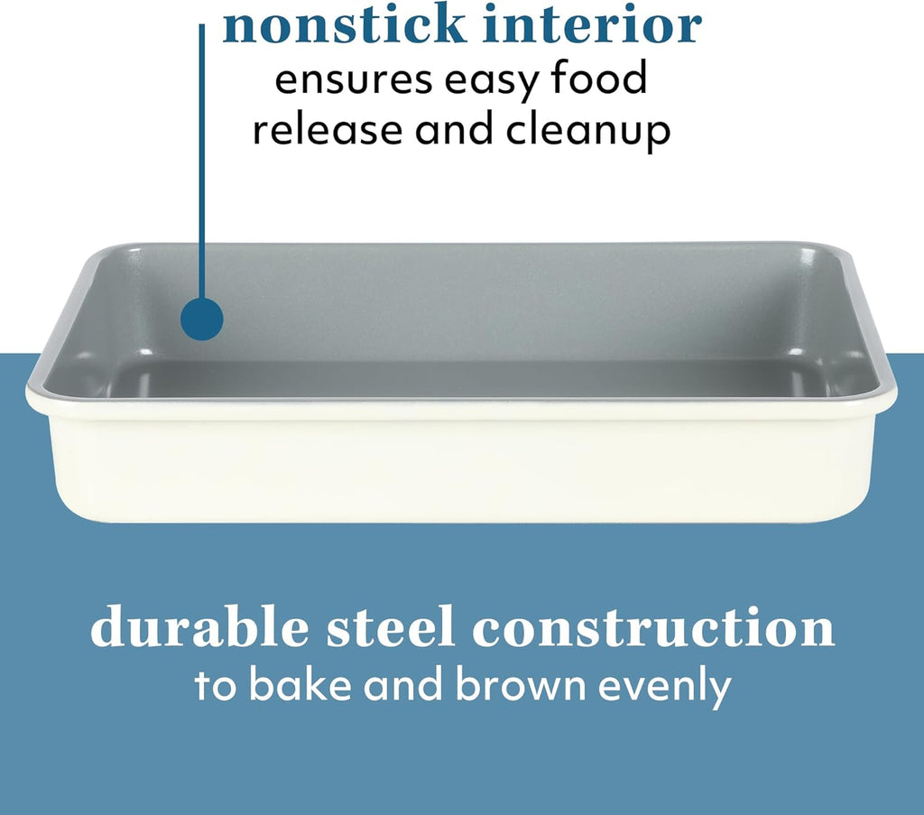 Sur La Table Nonstick Baking Pan - 9x13 Inch PFOA-Free Roaster in Linen White | Kitchen Essential