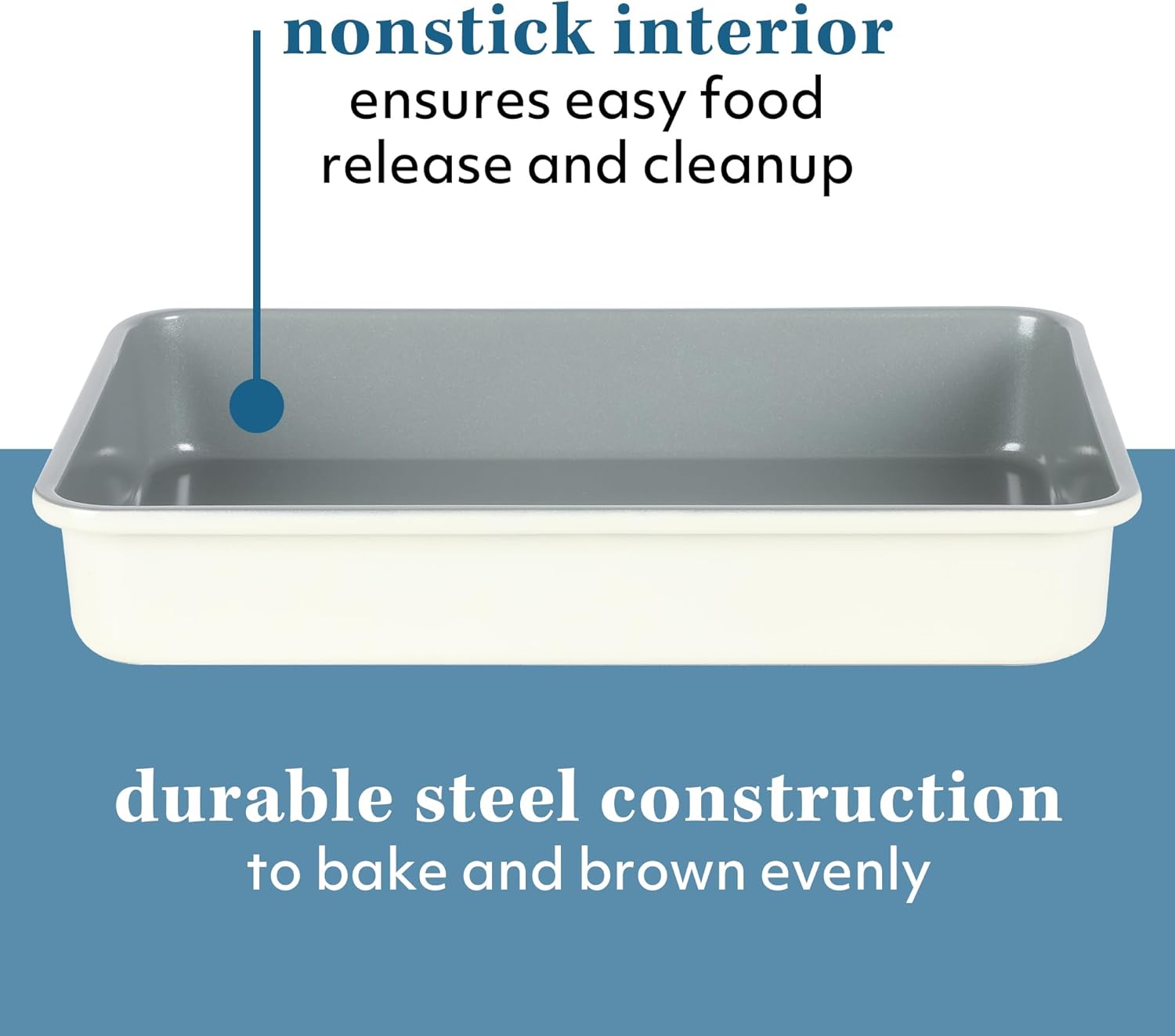 Sur La Table Nonstick Baking Pan - 9x13 Inch PFOA-Free Roaster in Linen White | Kitchen Essential