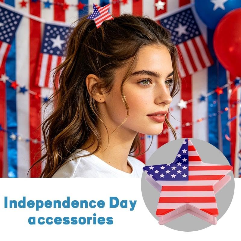 American Flag Hair Claw Clip - Patriotic 4th of July Hair Jaw