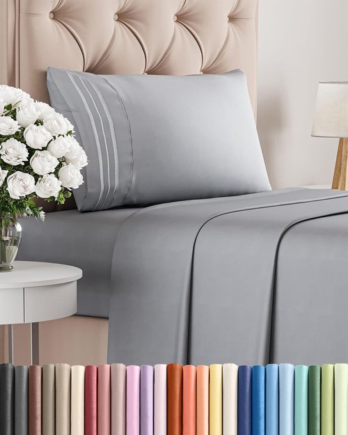 Comfy Twin Size 3-Piece Sheet Set by [Brand Name] - Breathable & Cooling Hotel Luxury Bedding - Deep Pockets, Soft & Wrinkle-Free in Steel Blue