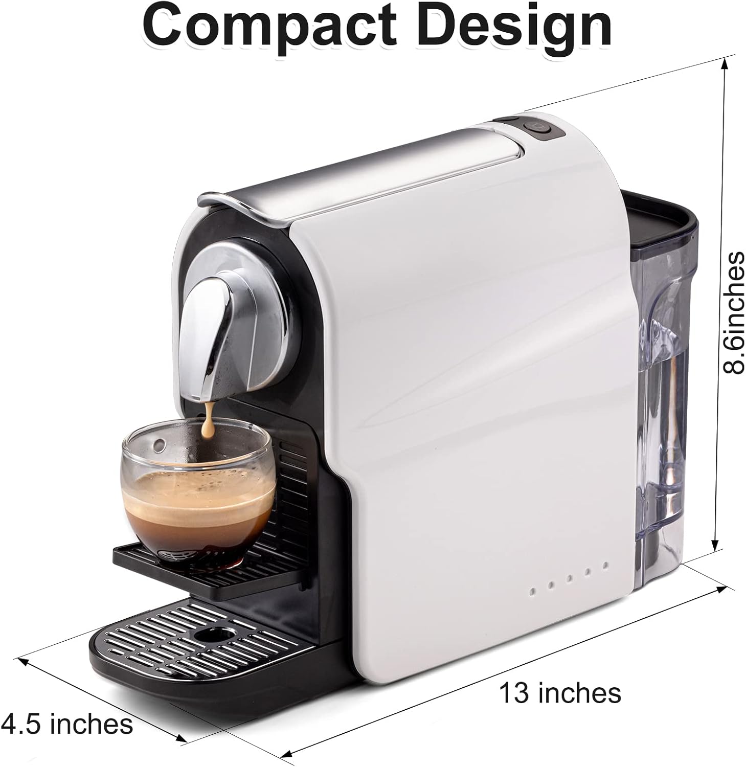 Beanglass Espresso Pod Machine - High Pressure 20 Bar Coffee Maker | 22oz Water Tank & Adjustable Tray