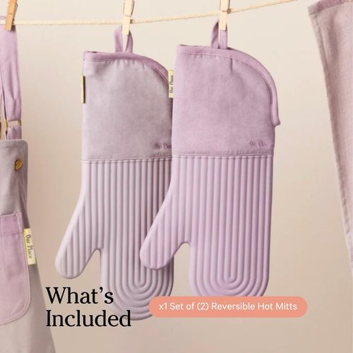 Hot Mitts - Premium Silicone & Cotton Twill Oven Mitts | Heat Resistant Up to 550°F | Set of 2, Blue Salt