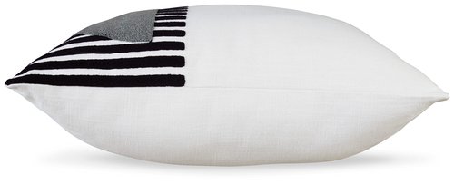 Signature Design by Ashley Longsum Contemporary Square Cotton Pillow with Embroidered Design, 20" x 20", White & Black