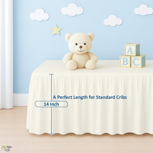 Cottington Lane Ivory Crib Skirt - 100% Natural Cotton, Soft & Durable Nursery Bedding | Fits Standard Cribs 28" x 52" with 14" Drop