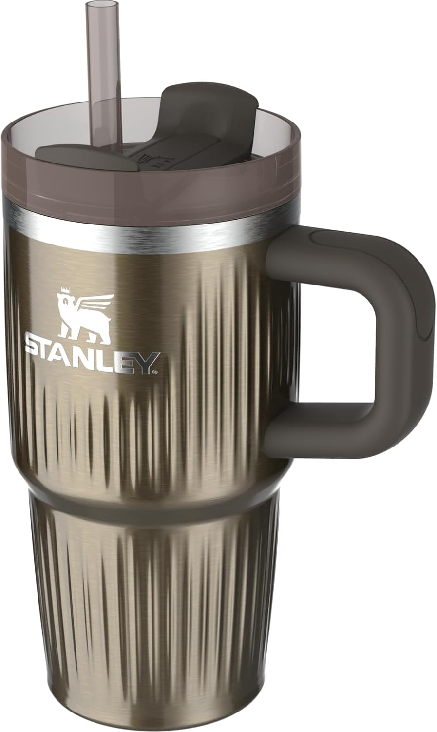 STANLEY Quencher H2.0 Tumbler - 20 oz Insulated Stainless Steel with Handle & Straw | BPA-Free | Fluted Gunmetal Shine