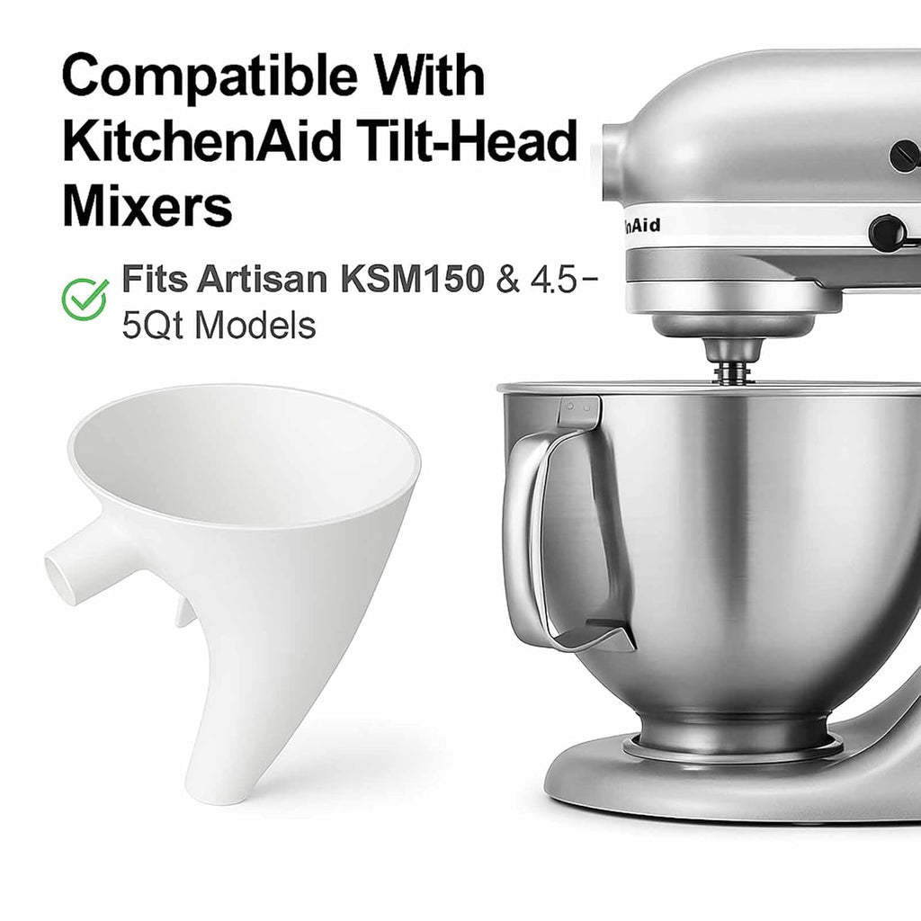 **KitchenAid Flour Funnel - Durable Pouring Chute for Tilt-Head Mixers (4.5–5 Qt) | Dishwasher-Safe Baking Tool**