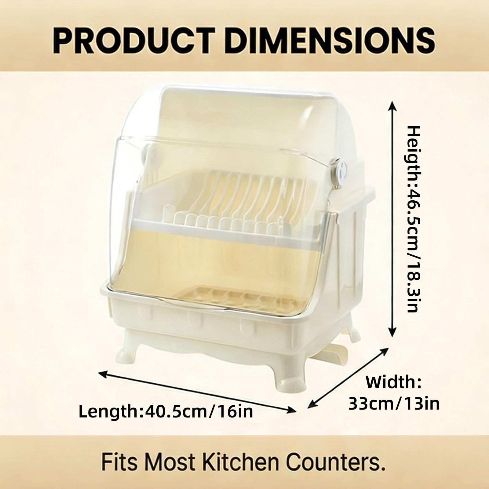 Pilipane Dish Drying Rack, Bottle Dryer Holder with Cover Lid and Removable Drainboard, Utensil and Cup Holder for Kitchen Counter, Dish Dryer Shelf, Medium Size, 16 x 13 x 18.3 Inch (White)