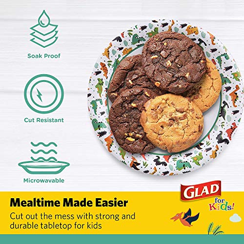 Glad Dinosaur Disposable Paper Plates, 7 Inch, Multicolor, 120 Ct