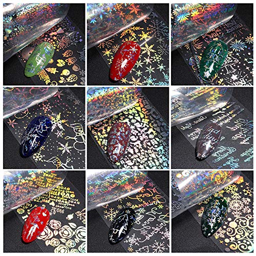 Snowflake Nail Foil Art, 3D Holographic Winter Art Transfer Foils