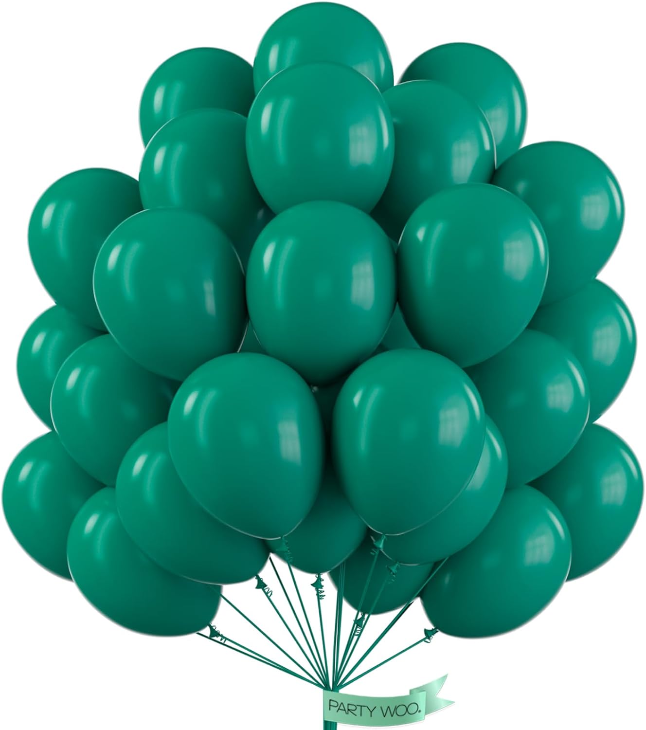 PartyWoo Dark Green Balloons - 50pcs 12 Inch Emerald Forest Green for Birthday & Baby Shower Decor