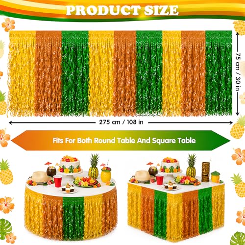 OHOME Tropical Luau Party Table Skirt 2-Pack Hawaiian Decorations