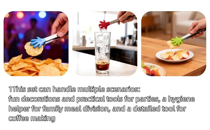 Aissmmeio 4PCS Silicone Mini Tongs, 5-Inch Hand-Shaped Serving Tongs