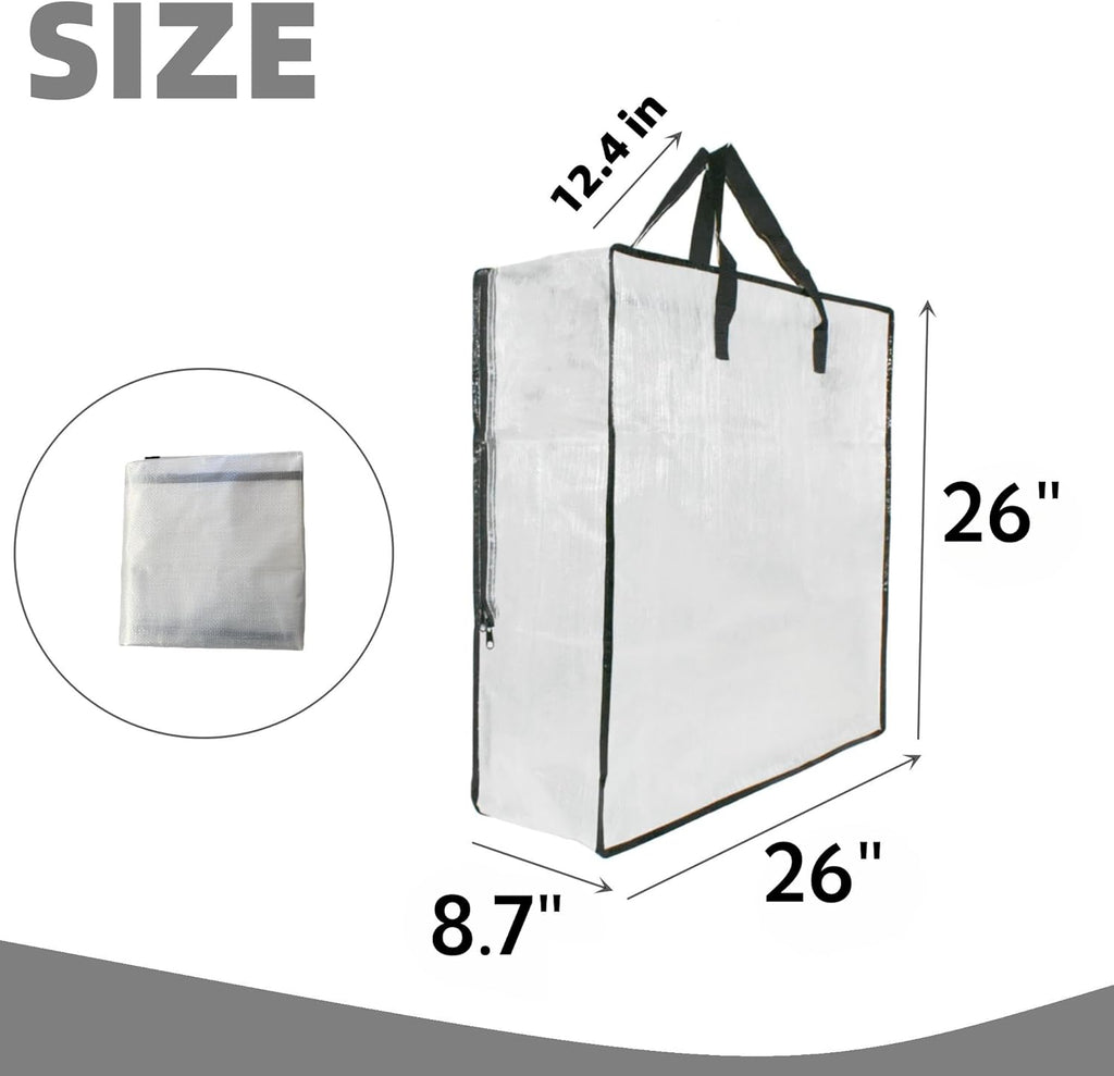 Skiennix 5 Pack Moving Bags - Clear Storage Bags with Handles & Zippers for Organizing Bedding, Toys & More