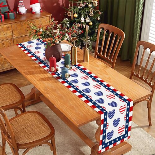 4th of July Table Runner - Patriotic Memorial Day Decor, 13x72 inches