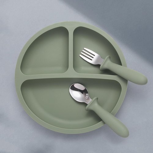 Eascrozn Baby Feeding Set - 2 Pack Silicone Suction Plates & Utensils | BPA Free, Perfect for Baby Led Weaning