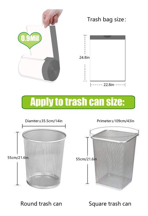 Besli 10 Gallon Drawstring Trash Bag Garbage Bag Trash Can Liner,0.9 Mil,90 Counts