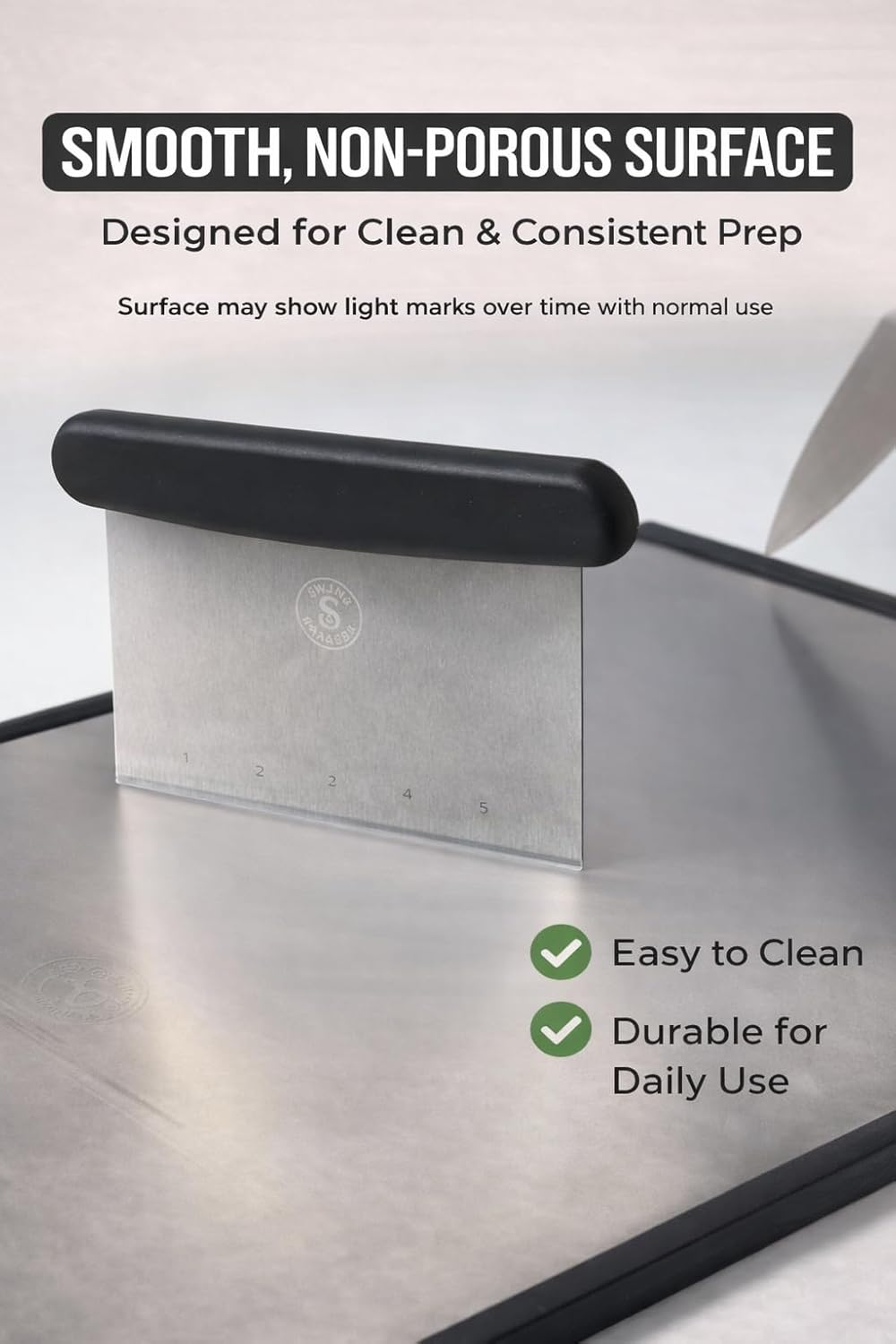 Titanium Cutting Board - Double-Sided Metal Kitchen Board with Scraper | 16” x 11” Large Prep Surface