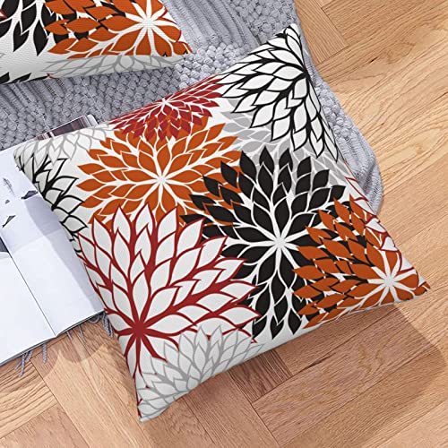 Red and Burnt Orange Dahlia Throw Pillow Covers (Pack of 2) - 18x18
