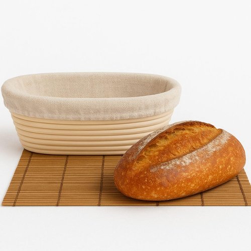 Banneton Bread Proofing Basket 9" Oval | Sourdough Proofing Basket with Linen Liner | Oval Banneton Bread Basket for Sourdough Baking Supplies | Non-Stick Bread Proofing Bowl for Perfect Loaves