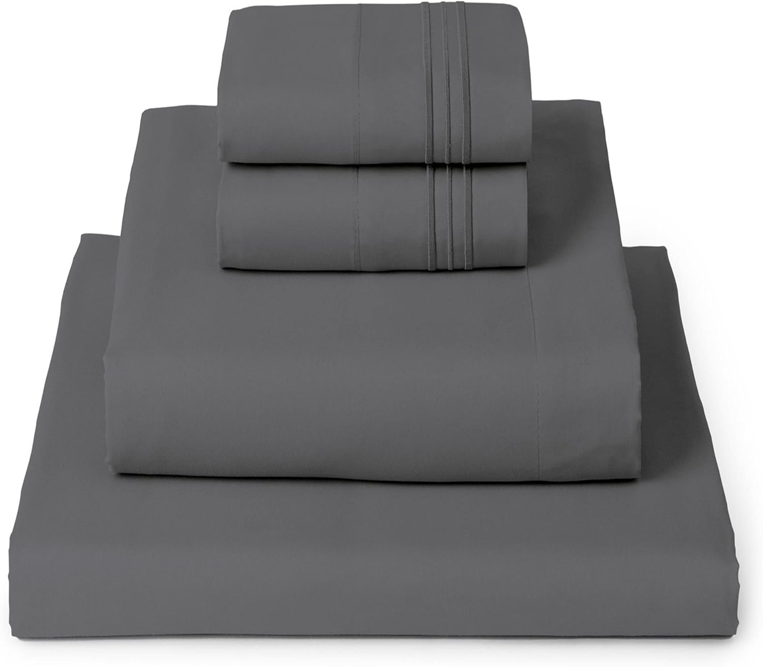 Mellanni King Sheets Set - 4 PC Luxury Bedding Collection - Extra Soft, Cooling, Wrinkle-Resistant | Gray