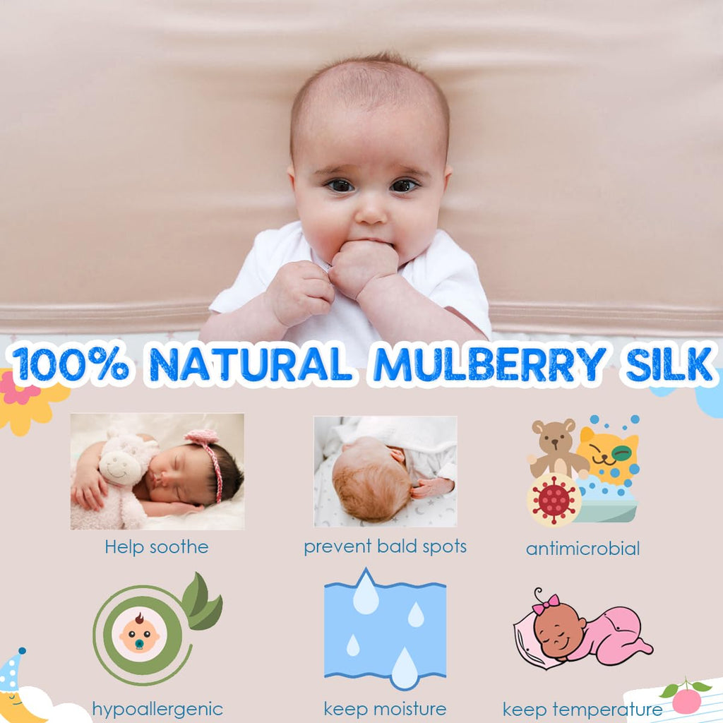PROMEED 100% Mulberry Silk Bassinet Sleeve for Baby Bald Spots, Preminium 23 Momme Silk Bassinet Half Sheet for Baby Hair Loss (Champagne)