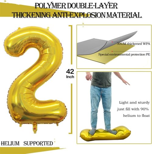 GOER 42 Inch Gold Foil Number Balloons - Perfect for 2026 New Year’s Eve & Graduation Celebrations