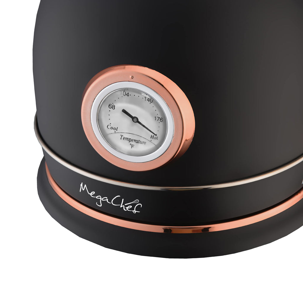 MegaChef 1.8 Quarts Half Circle Electric Tea Kettle in Matte Black