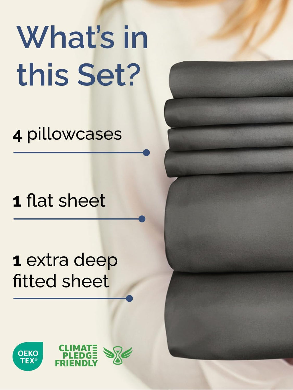 Skiennix Extra Deep King Sheet Set - 6 Piece Breathable Cooling Bedding - Soft, Wrinkle-Free Charcoal
