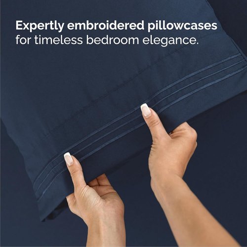 Cal King Size 4-Piece Sheet Set - Comfy, Breathable & Cooling Bed Sheets - Luxury Hotel Quality - Deep Pockets, Soft, Wrinkle-Free - Oeko-Tex Certified - Navy Blue