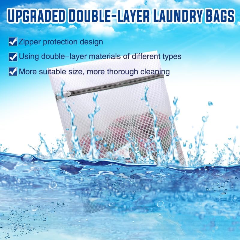 Skiennix Laundry Bags - Premium Double-Layer Honeycomb Mesh for Delicates | 10 Pcs, 12 x 16 Inches