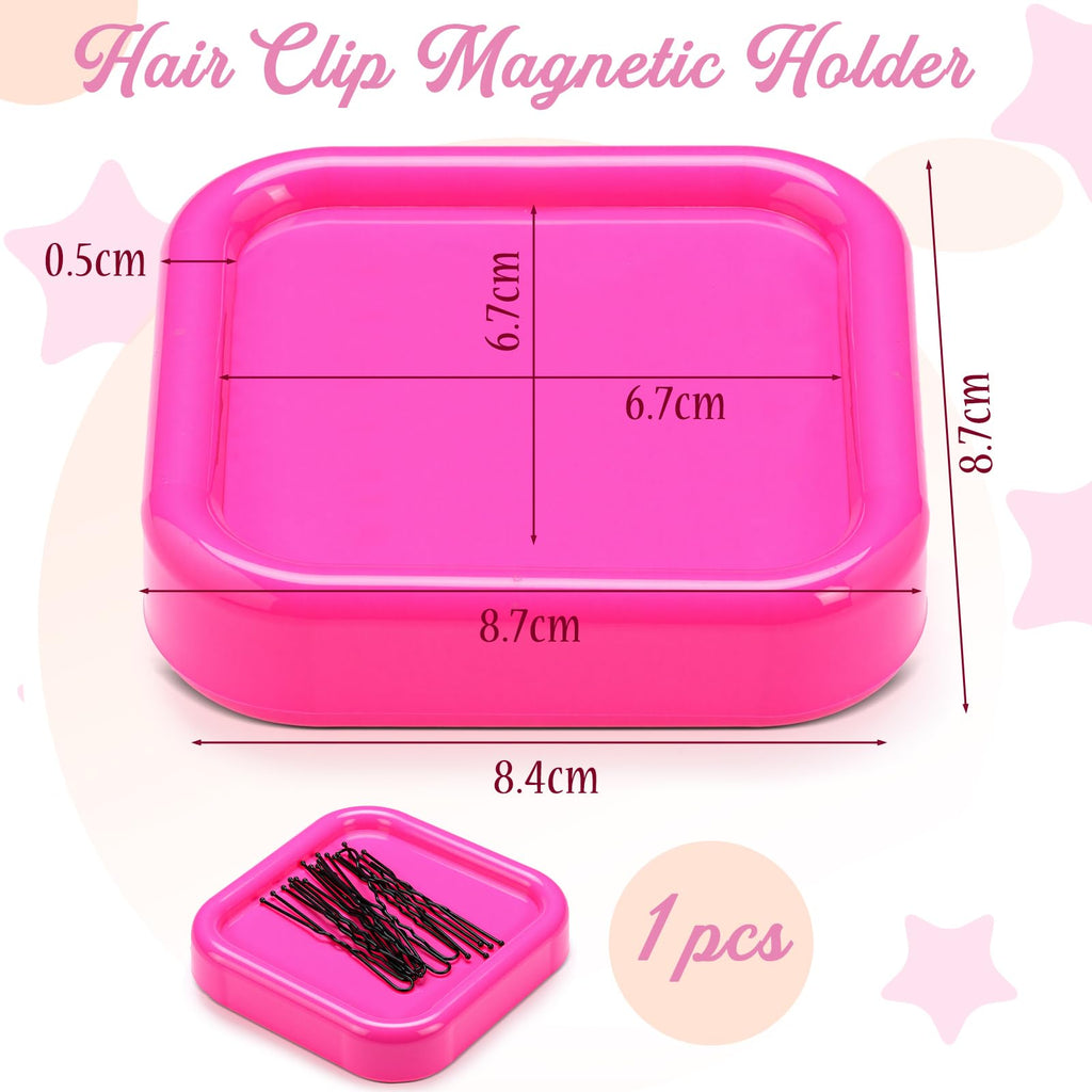 Tellegloww 1 Pcs Magnetic Bobby Pin Holder Square Paper Clip Holder Magnetic Hairpin Storage Box Sewing Pincushion Hair Clip Collector for Desk Vanity Sewing DIY Project (Pink)