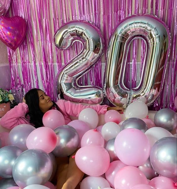 Silver Number 0 Balloon - 40 Inch Birthday Decoration for Milestone Celebrations