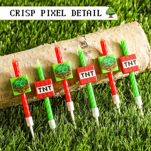 Pixel Miner Birthday Candles - Blocky Cake Toppers for Gaming Parties