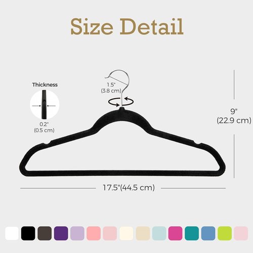 HOUSE DAY Black Velvet Hangers - 360 Pack Premium Non-Slip Felt Clothes Hangers for Space Saving & Durability