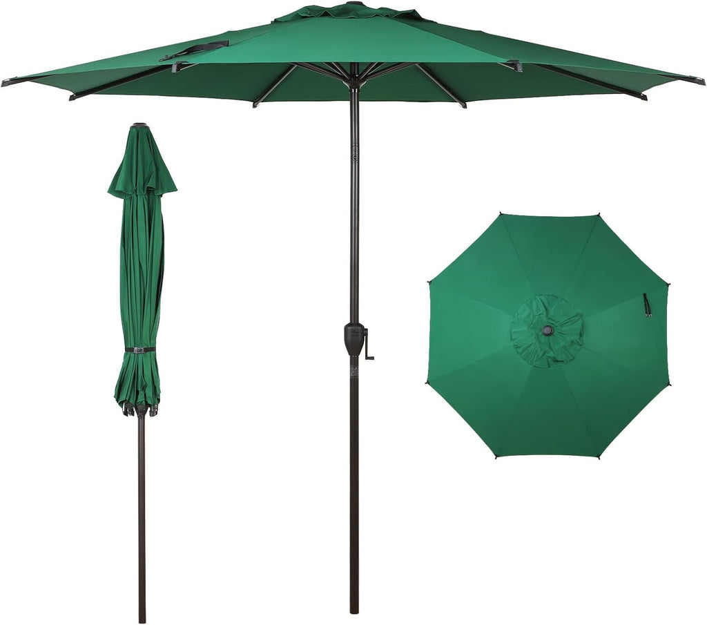 Abba Patio 9FT Lyon Outdoor Patio Umbrella - UV Protection, Waterproof, Push Button Tilt - Dark Green