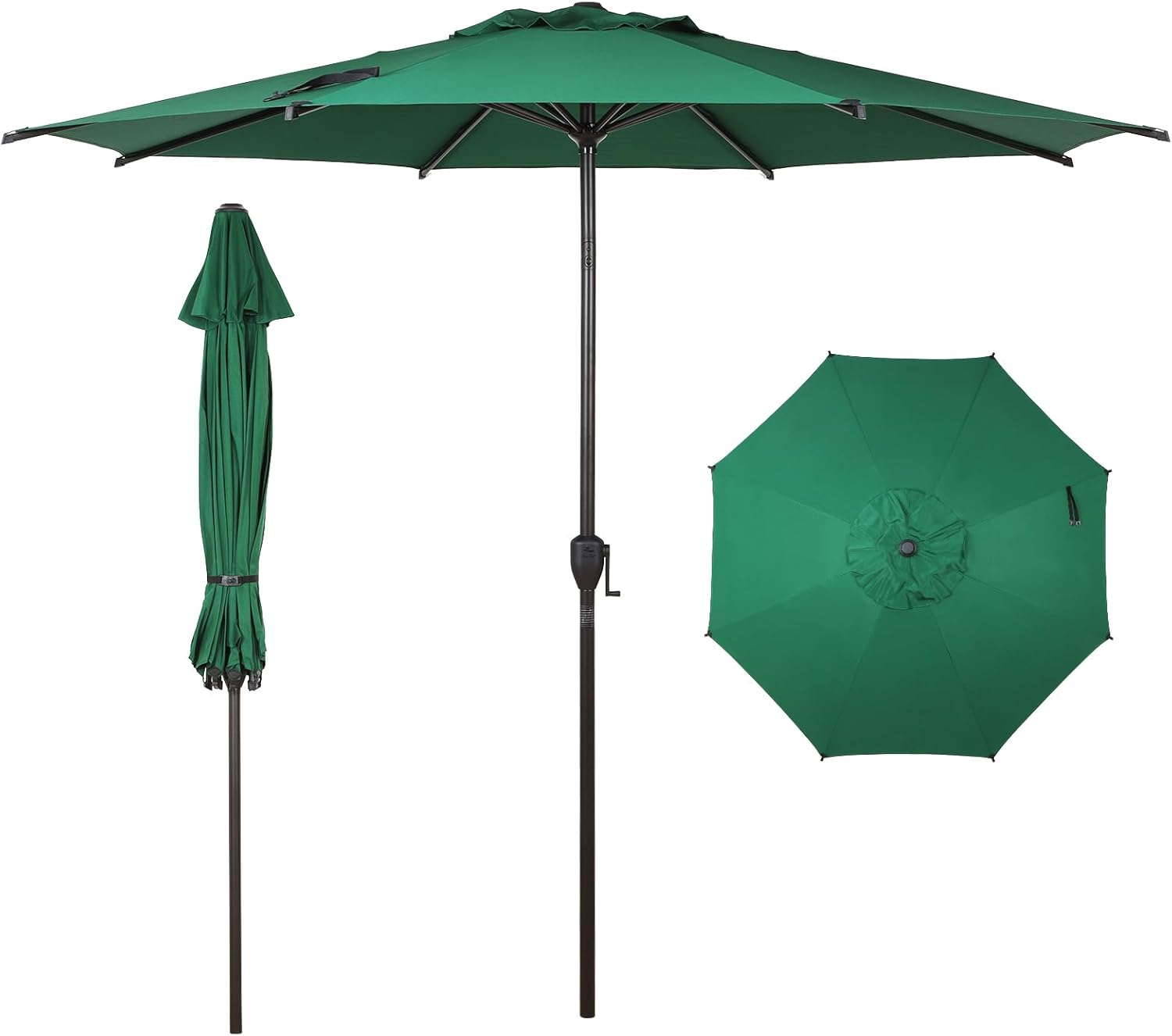 Abba Patio 9FT Lyon Outdoor Patio Umbrella - UV Protection, Waterproof, Push Button Tilt - Dark Green
