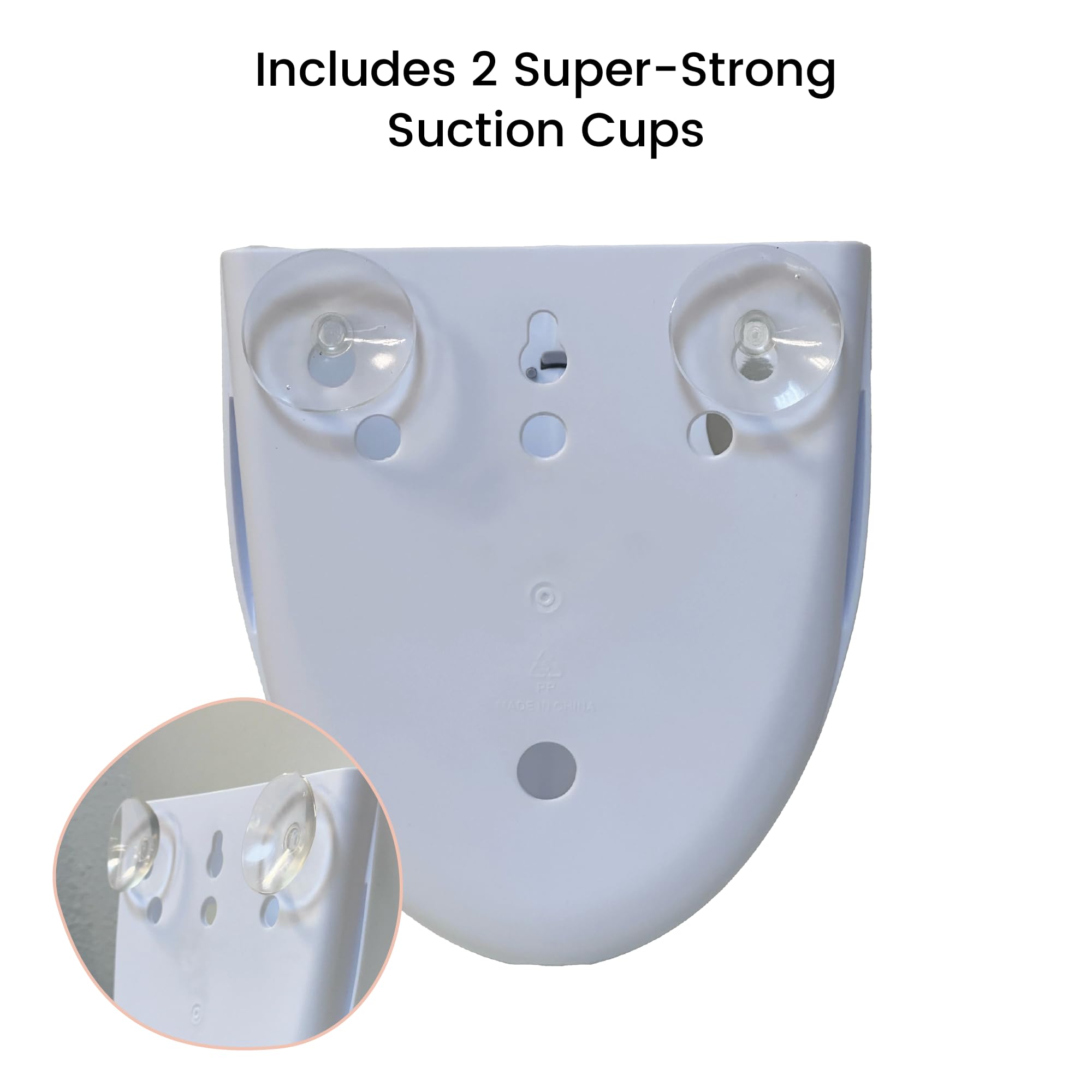 Lulyboo Baby Bath Toy Holder with No-Slip Suction Cups, BPA-Free Drainage Bin, Easy Clean Wall Organizer, White & Grey, Keeps Bathroom Clutter-Free & Safe for Kids
