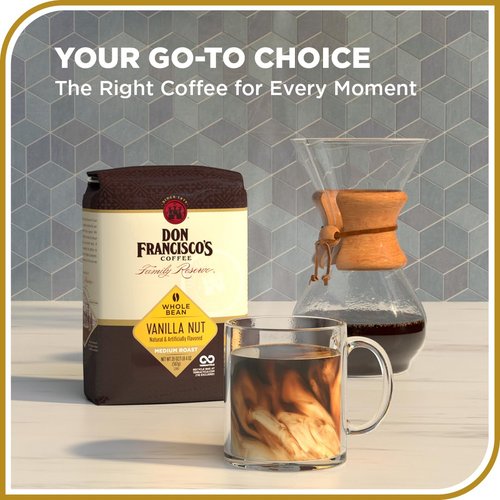 Don Francisco's Vanilla Nut Whole Bean Coffee, Medium Roast – 100% Arabica, Flavored Coffee, 20 oz Bag