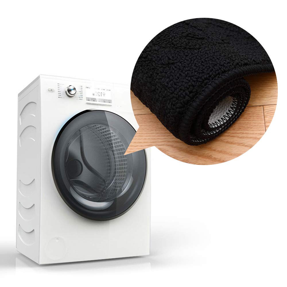 COSY HOMEER 32X20 Inch Anti Fatigue Kitchen Rug Mats are Made of 100% Polypropylene Half Round Rug Cushion Specialized in Anti Slippery and Machine Washable Black(3 pcs)