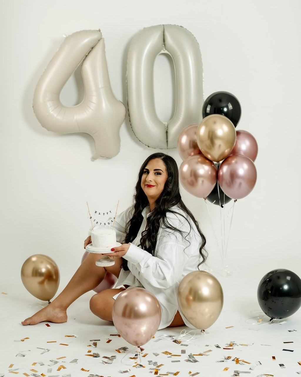 40-Inch Cream Number 40 Balloons - Large Foil Decorations for 40th Birthday & Engagement Celebrations