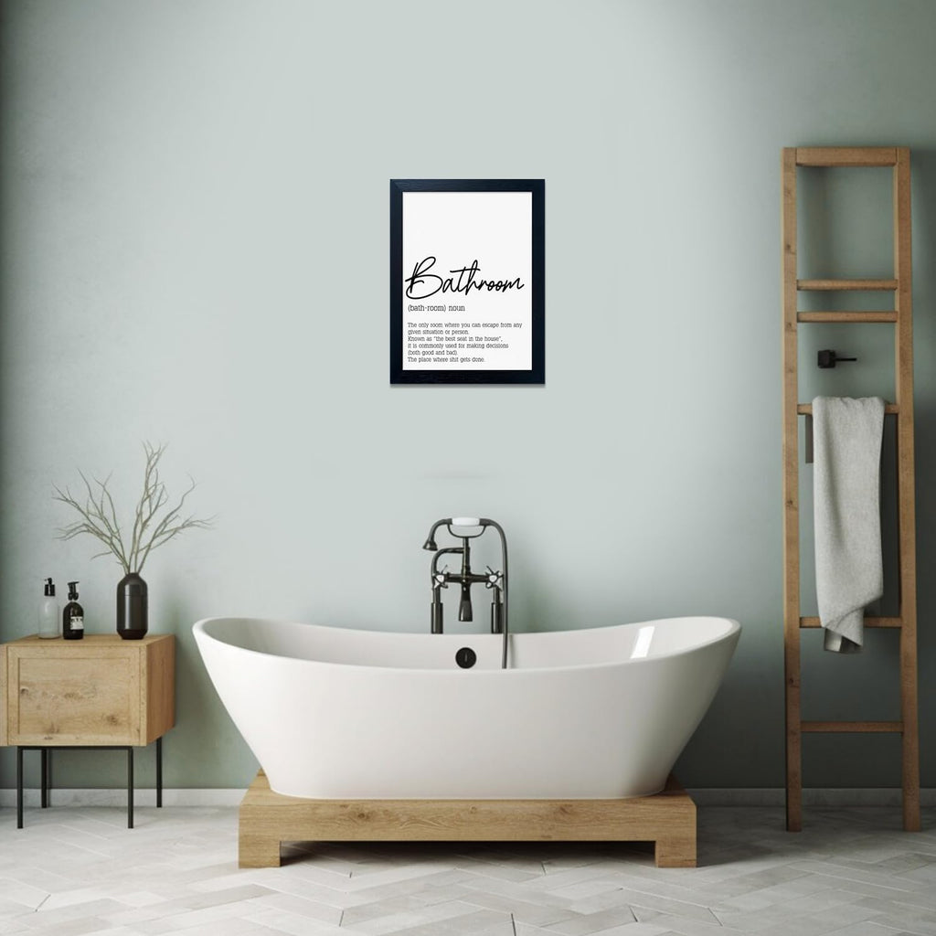 Black and White Bathroom Wall Art - Modern Quotes Decor | Small Framed Canvas Art