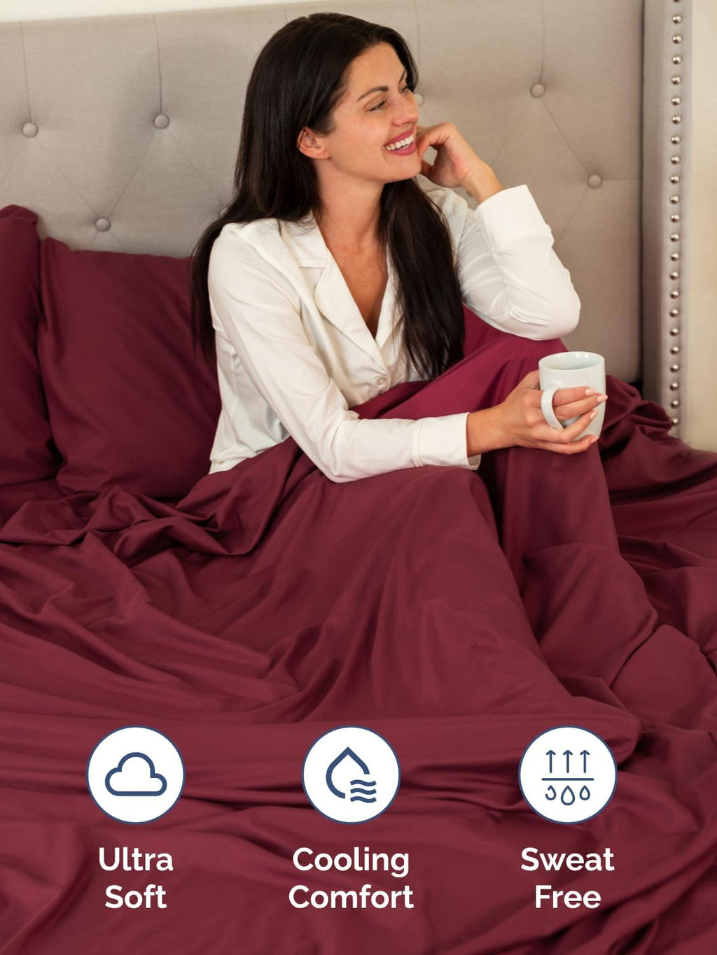 Skiennix Extra Deep Twin Sheet Set - 4 Piece Breathable Cooling Bedding - Soft Wrinkle-Free Burgundy